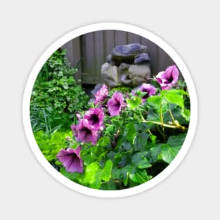 Purple Flowers in Green Outdoor Garden Magnet